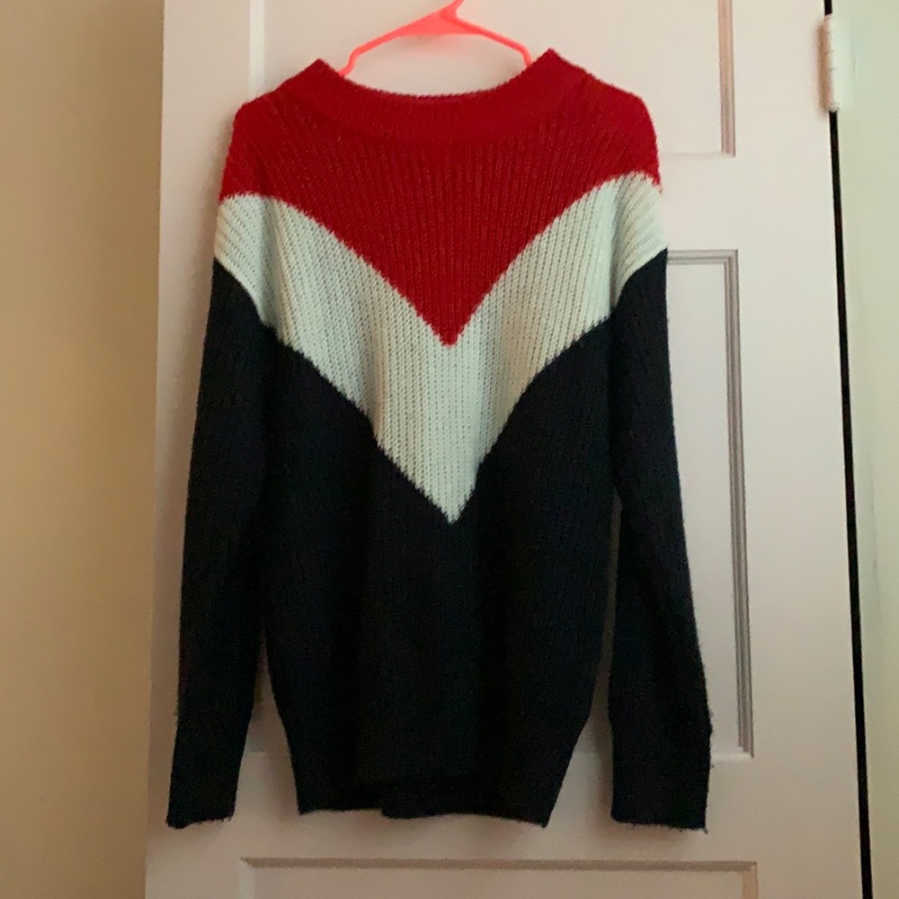 Blue red and white oversized‎ sweater